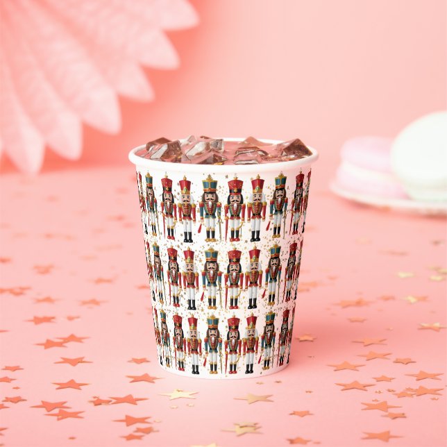 Gold Glitter Red & Blue Nutcracker Baby Shower Paper Cups (Insitu)