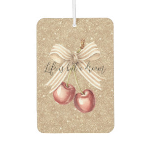 Gold Glitter Red Cherries Air Freshener