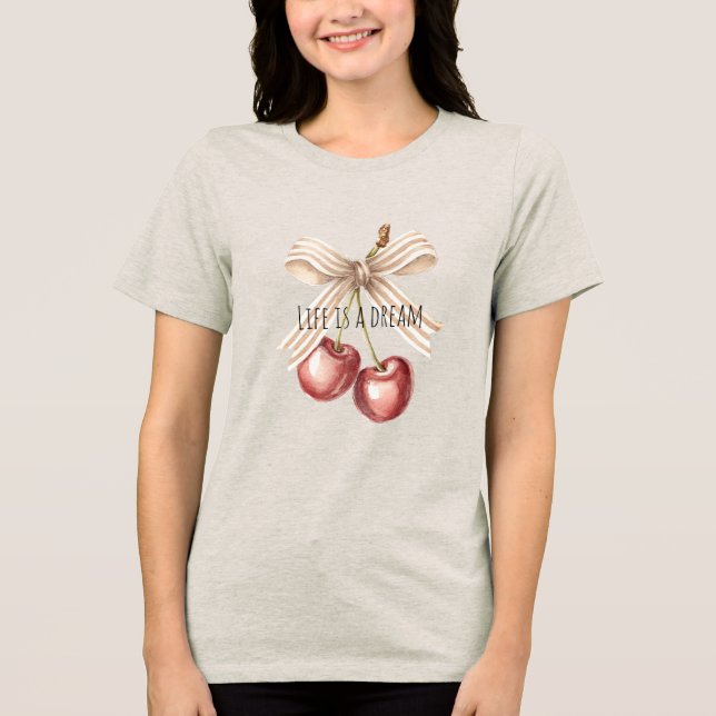 Gold Glitter Red Cherries   Tri-Blend Shirt (Front)