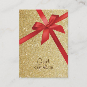 Gold Glitter Red Ribbon Wrapping Gift Certificates