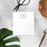 Gold Glitter Retro Glasses Note Pad<br><div class="desc">My Gold Glitter Retro Glasses Note Pad makes a great gift for anyone. Personalize with a name for a unique gift. Personalized note pads make great gifts for any occasion. Design features faux gold glitter retro glasses and clean typography. Other Colour options available.</div>