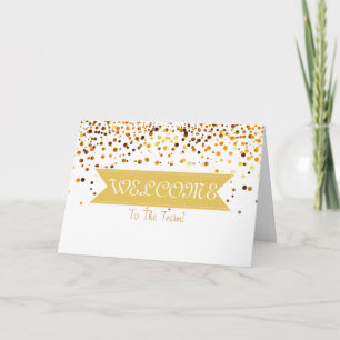 Gold Glitter Ribbon with White Border  Welcome Card
