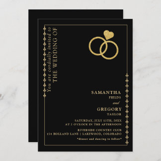 Gold Glitter Ring Minimalist Wedding Invitation