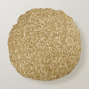 Gold Glitter Round Pillow
