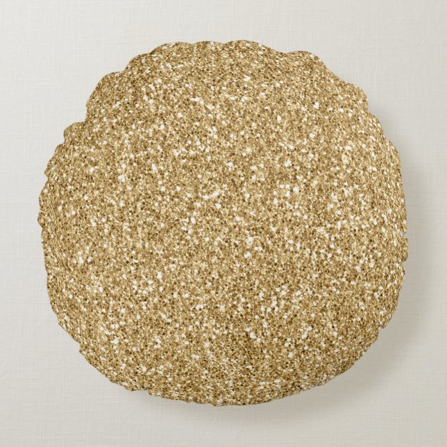 Gold Glitter Round Pillow (Front)