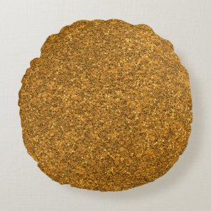 Gold Glitter Round Pillow
