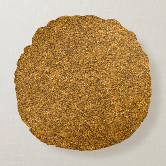 Gold Glitter Round Pillow (Front)
