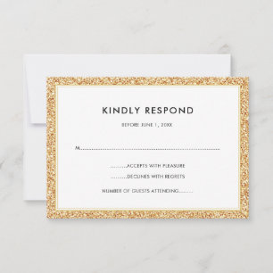Gold Glitter   RSVP Card