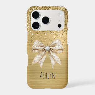 Gold Glitter Rustic Cream Silver Bow