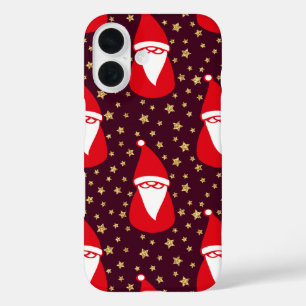 Gold Glitter Santa Starry Night iPhone 16 Case