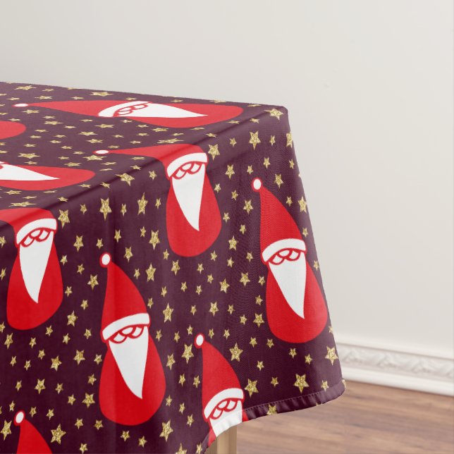 Gold Glitter Santa Starry Night Tablecloth (In Situ)