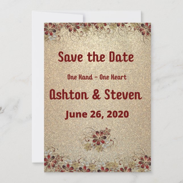 Gold & Glitter Save The Date (Front)