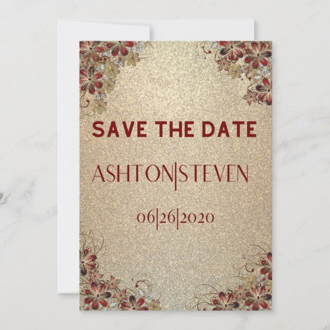 Gold & Glitter Save The Date (Front)