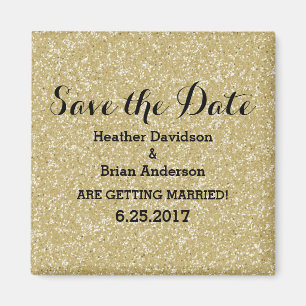 Gold Glitter Save the Date Magnet
