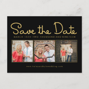 Gold Glitter Save the Date Photo Frame Postcard