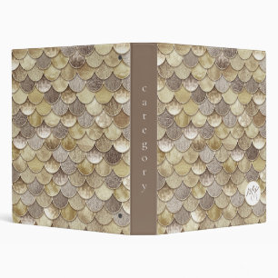 Gold Glitter Scales Mermaid  Binder