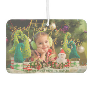 Gold Glitter Script Festive Christmas Photo Air Freshener