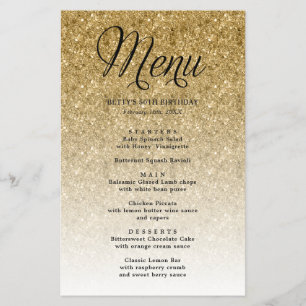 Gold Glitter Script Heading Party Menu