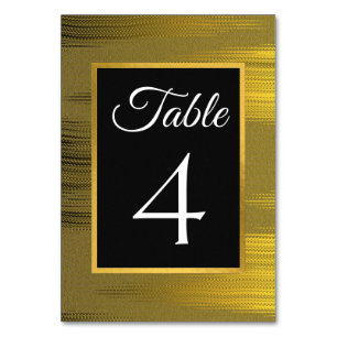 Gold glitter script metallic foil table number