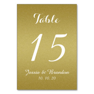 Gold Glitter Script Wedding Table Number Card