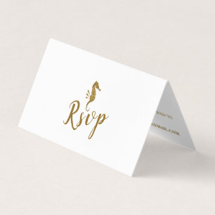 Gold Glitter Seahorse with Photo RSVP Card