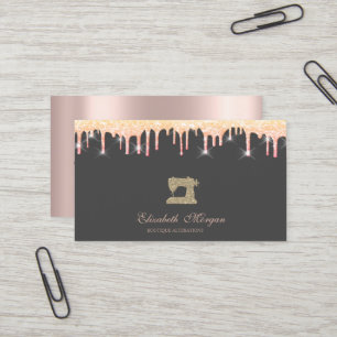 Gold Glitter Sewing Machine Glitter Drips Bakery Business Card
