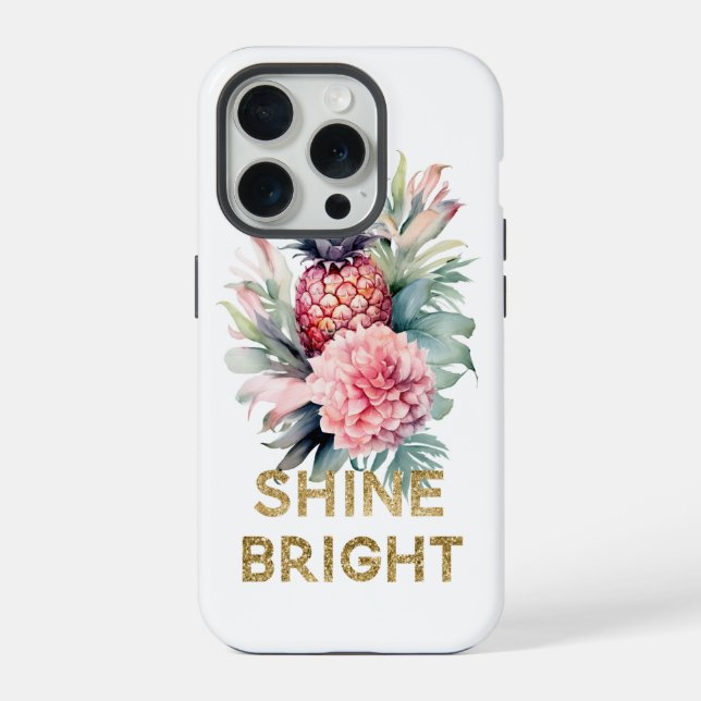 Gold Glitter Shine Pineapple iPhone Case (Back)