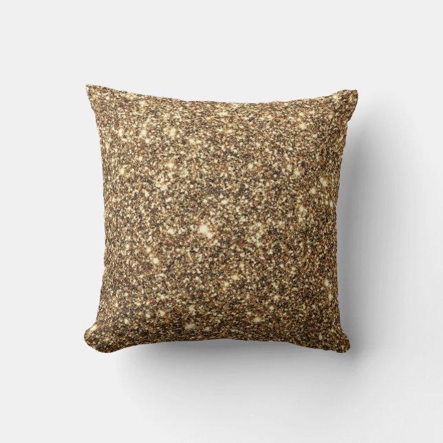Gold glitter, shiny and sparkling throw pillow (Front)