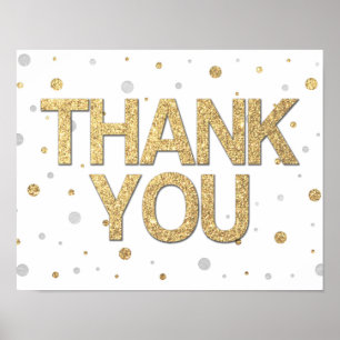 Gold Glitter Silver Foil Print Confetti Thank You