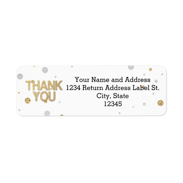 Gold Glitter Silver Foil Print Confetti Thank You (Front)
