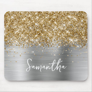 Gold Glitter Silver Glam Name Mouse Pad