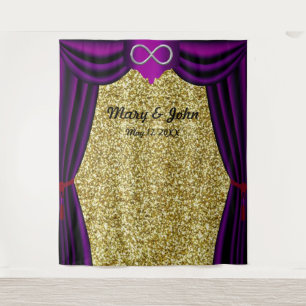 Gold Glitter Silver Infinity Purple Curtain Tapestry