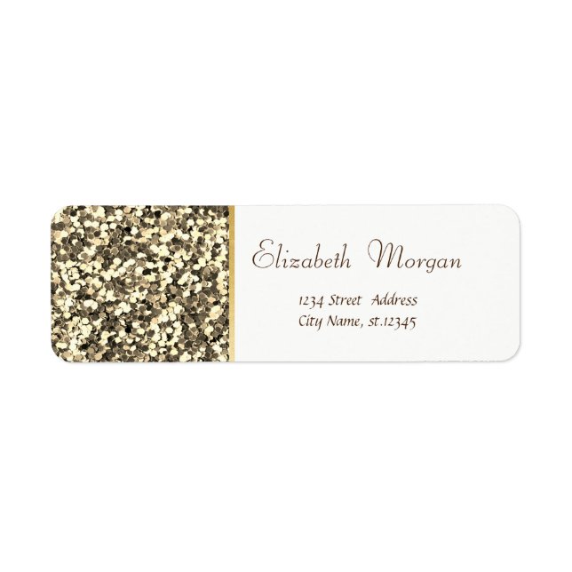 Gold Glitter,  Simple, White (Front)