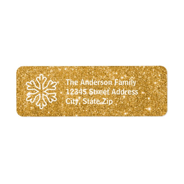 Gold Glitter Snowflake - Return Address Label (Front)