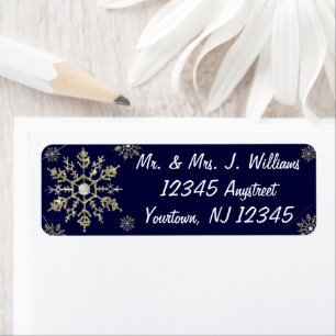 Gold Glitter Snowflake Return Address Label