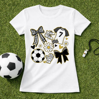 Gold Glitter Soccer Game Day Girly Style T-Shirt