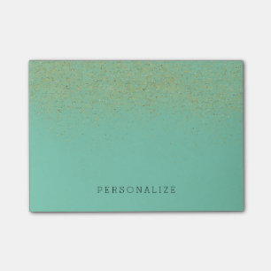Gold Glitter Solid Mint Post-it Notes