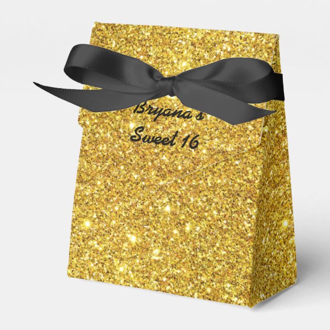 Gold Glitter Sparkle Birthday Party Favour Boxes (Front Side)