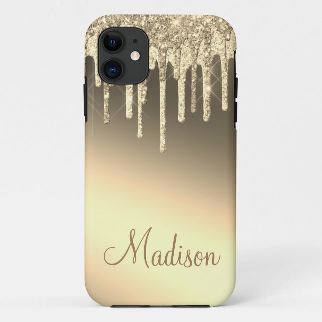 Gold Glitter Sparkle Bling Glam Chic Name Case-Mate iPhone Case (Back)