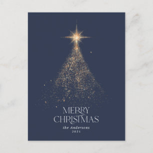 Gold glitter sparkle blue modern Christmas Holiday