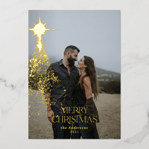 Gold glitter sparkle blue modern Christmas Holiday