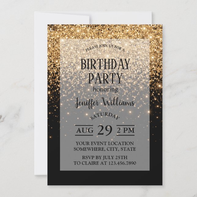 Gold Glitter Sparkle Elegant Luxury Texture        Invitation (Front)