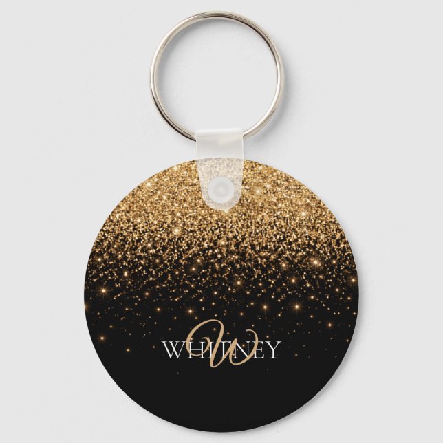 Gold Glitter Sparkle Elegant Luxury Texture        Keychain (Front)