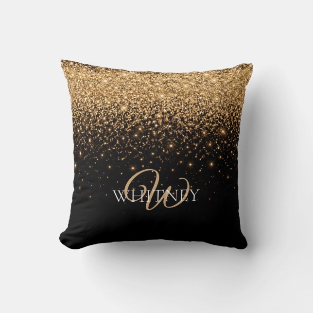 Gold Glitter Sparkle Elegant Luxury Texture        Throw Pillow (Front)