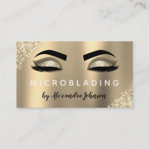 Gold Glitter Sparkle Eyelashes Microblading Business Card