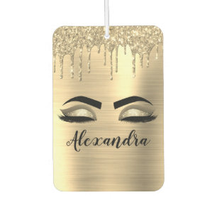 Gold Glitter Sparkle Eyelashes Monogram Name Air Freshener
