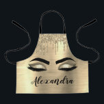 Gold Glitter Sparkle Eyelashes Monogram Name Apron<br><div class="desc">Gold Faux Foil Metallic Sparkle Glitter Brushed Metal Monogram Name and Initial Eyelashes (Lashes),  Eyelash Extensions and Eyes Cooking Apron. This makes the perfect sweet 16 birthday,  wedding,  bridal shower,  anniversary,  baby shower or bachelorette party gift for someone decorating her room in trendy cool style.</div>