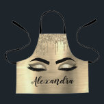 Gold Glitter Sparkle Eyelashes Monogram Name Apron<br><div class="desc">Gold Faux Foil Metallic Sparkle Glitter Brushed Metal Monogram Name and Initial Eyelashes (Lashes),  Eyelash Extensions and Eyes Cooking Apron. This makes the perfect sweet 16 birthday,  wedding,  bridal shower,  anniversary,  baby shower or bachelorette party gift for someone decorating her room in trendy cool style.</div>