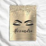 Gold Glitter Sparkle Eyelashes Monogram Name Fleece Blanket<br><div class="desc">Gold Faux Foil Metallic Sparkle Glitter Brushed Metal Monogram Name and Initial Eyelashes (Lashes),  Eyelash Extensions and Eyes Fleece Blanket. The design makes the perfect sweet 16 birthday,  wedding,  bridal shower,  anniversary,  baby shower or bachelorette party gift for someone looking for a trendy cool style.</div>