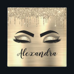 Gold Glitter Sparkle Eyelashes Monogram Name Magnet<br><div class="desc">Gold Faux Foil Metallic Sparkle Glitter Brushed Metal Monogram Name and Initial Eyelashes (Lashes),  Eyelash Extensions and Eyes Refrigerator Magnets. The design makes the perfect sweet 16 birthday,  wedding,  bridal shower,  anniversary,  baby shower or bachelorette party gift for someone looking for a trendy cool style.</div>
